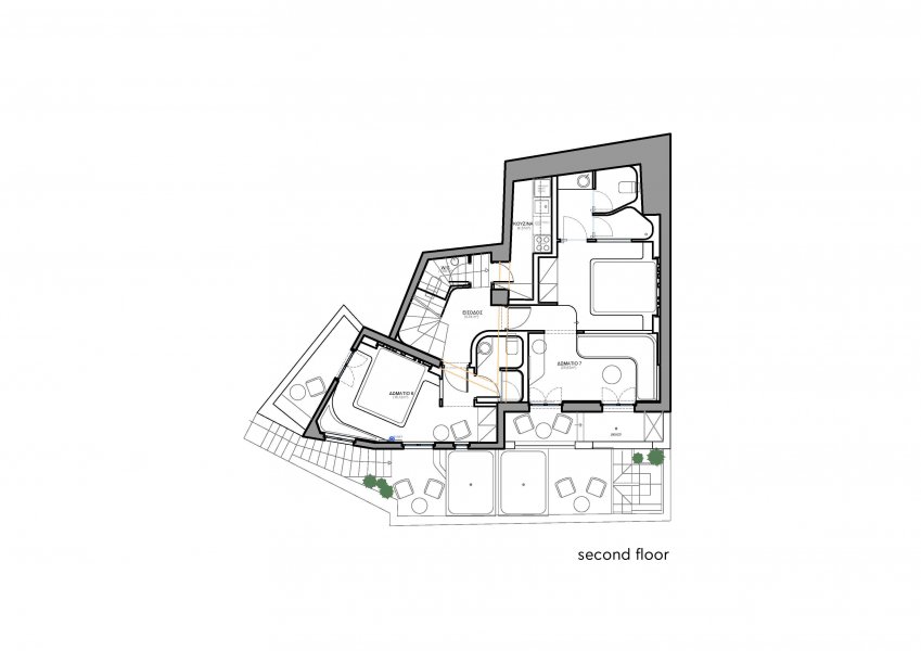 Plan of the second floor at Hotel Andronikos